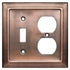 Architectural Combo Toggle / Duplex Light Switch Wall Plate - Antique Copper Finish